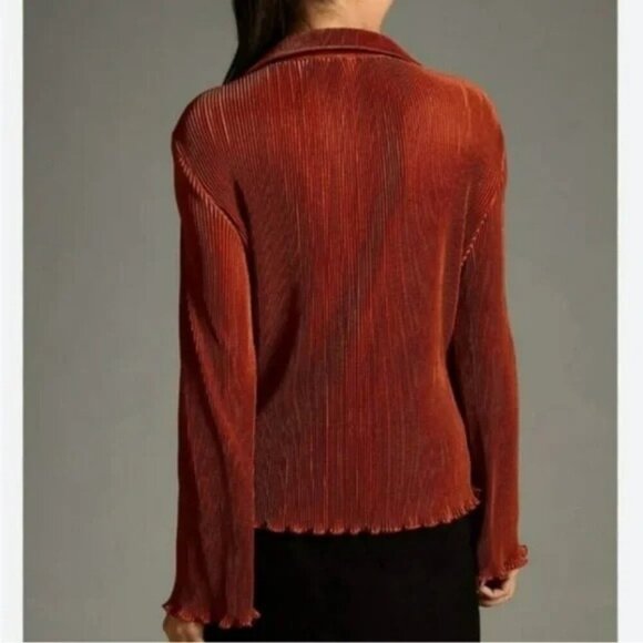 NWT Anthropologie Dolan Lettuce Hem Button Down Top Brown Size XS - Picture 2 of 12